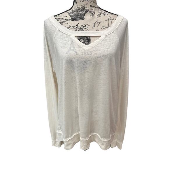 Chaser Revolve White Long Sleeve Burnout Open Back Top Shirt Women’s Small - Picture 1 of 8